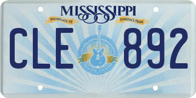 MS license plate CLE892