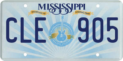 MS license plate CLE905