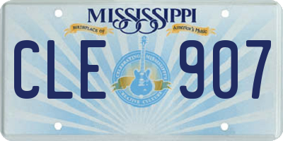 MS license plate CLE907