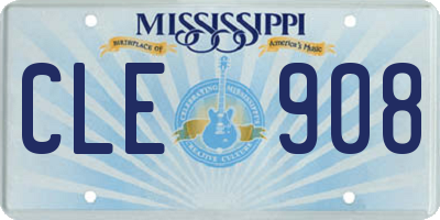 MS license plate CLE908
