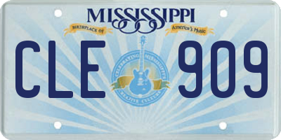MS license plate CLE909