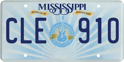 MS license plate CLE910