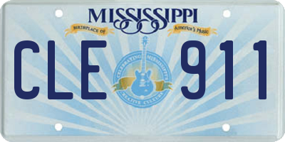 MS license plate CLE911