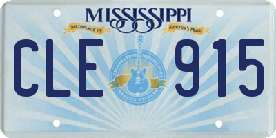 MS license plate CLE915