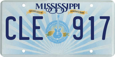 MS license plate CLE917