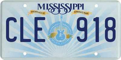 MS license plate CLE918