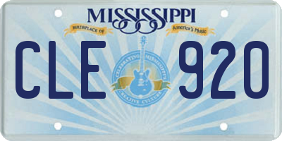 MS license plate CLE920