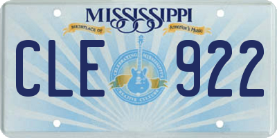 MS license plate CLE922