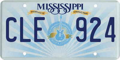 MS license plate CLE924