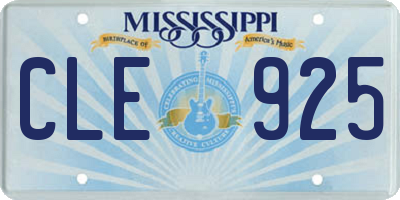 MS license plate CLE925