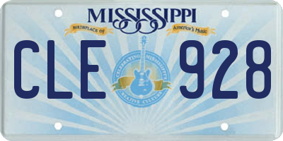 MS license plate CLE928