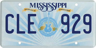 MS license plate CLE929