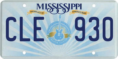 MS license plate CLE930