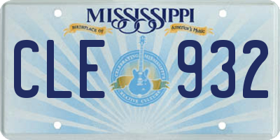 MS license plate CLE932