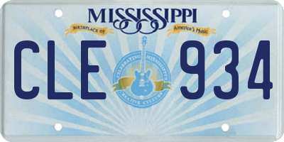 MS license plate CLE934