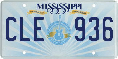 MS license plate CLE936
