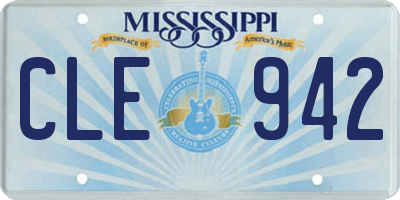 MS license plate CLE942