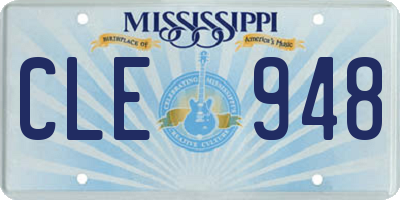 MS license plate CLE948
