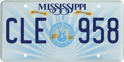 MS license plate CLE958