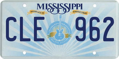 MS license plate CLE962