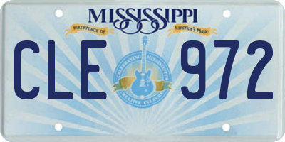 MS license plate CLE972