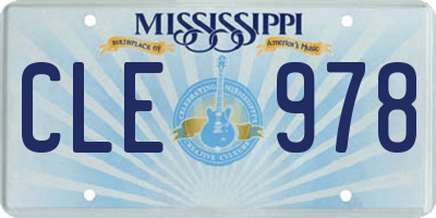 MS license plate CLE978