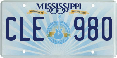 MS license plate CLE980