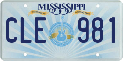 MS license plate CLE981