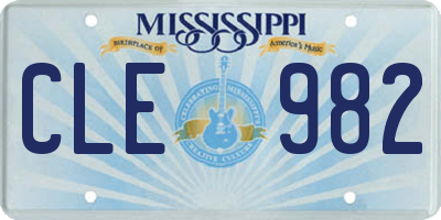 MS license plate CLE982