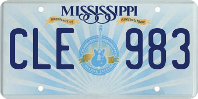 MS license plate CLE983
