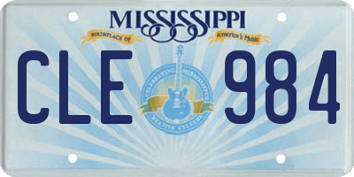 MS license plate CLE984