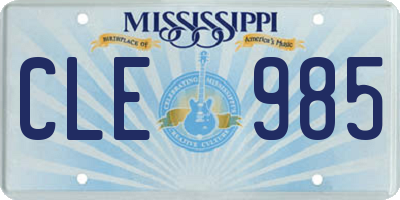 MS license plate CLE985