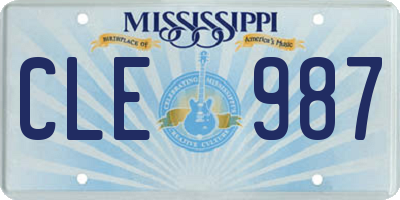 MS license plate CLE987