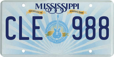 MS license plate CLE988