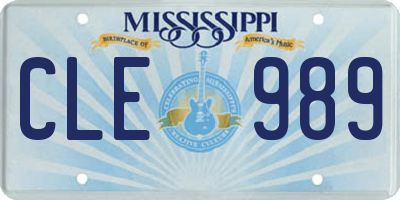 MS license plate CLE989