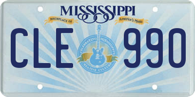 MS license plate CLE990