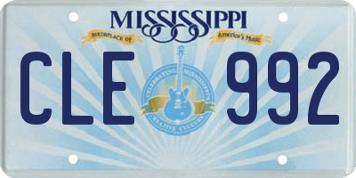 MS license plate CLE992