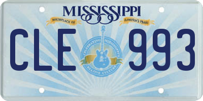 MS license plate CLE993