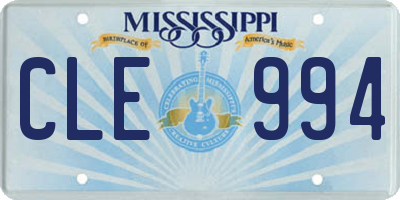 MS license plate CLE994