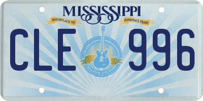 MS license plate CLE996