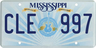 MS license plate CLE997