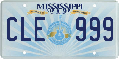 MS license plate CLE999