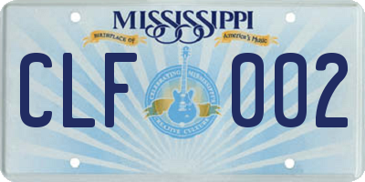 MS license plate CLF002