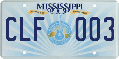 MS license plate CLF003