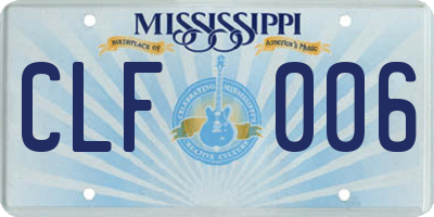 MS license plate CLF006