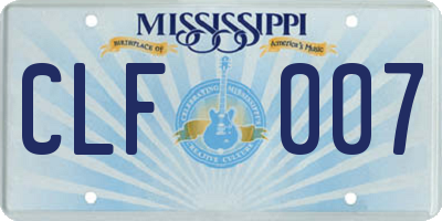 MS license plate CLF007