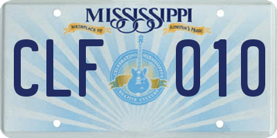 MS license plate CLF010