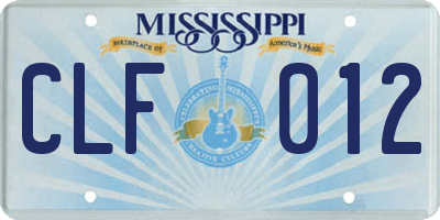 MS license plate CLF012