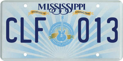 MS license plate CLF013