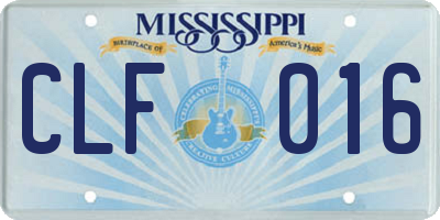 MS license plate CLF016